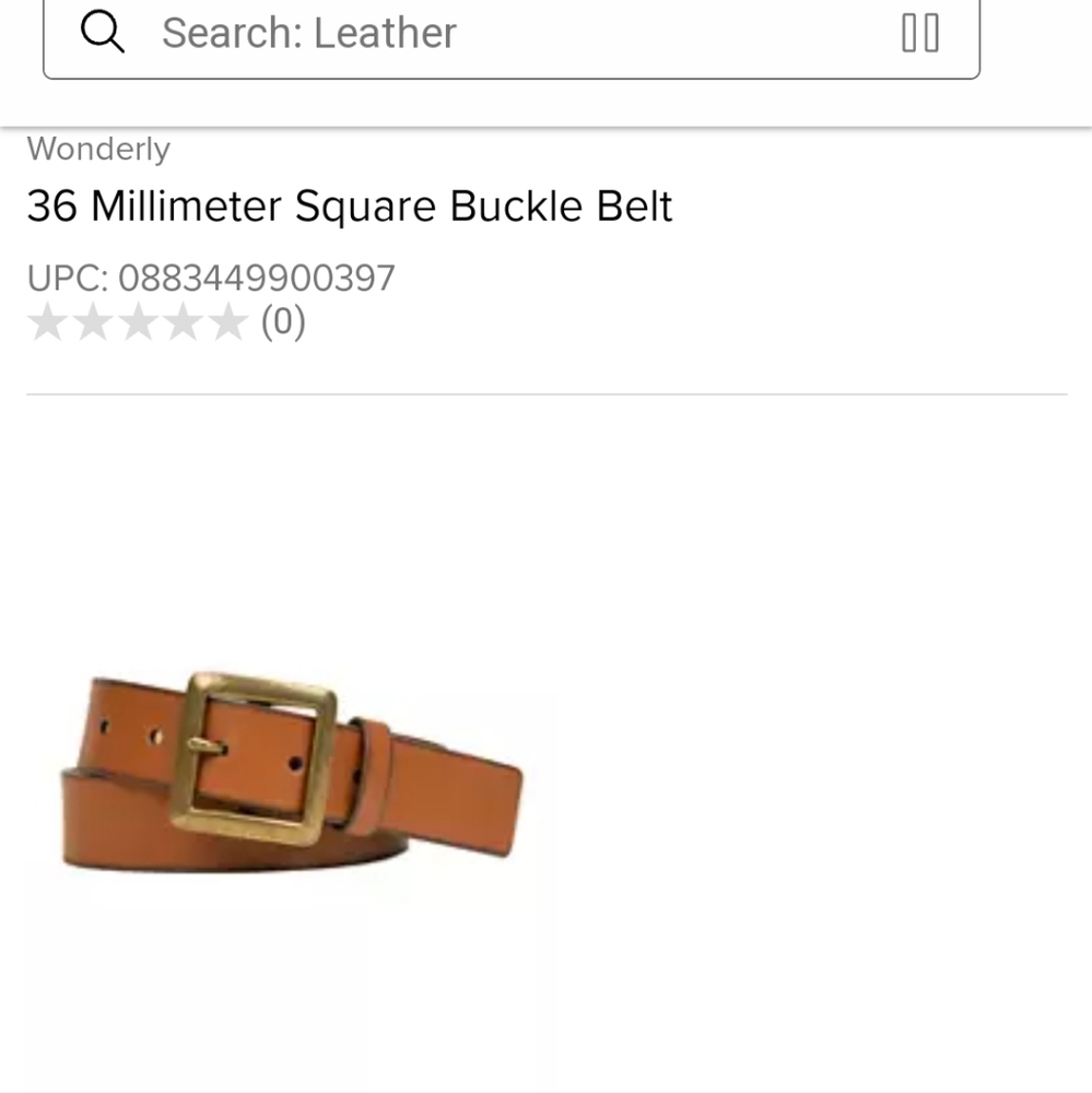 Wonderly, 36 Millimeter Square Buckle Belt, Medium